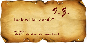Iczkovits Zekő névjegykártya